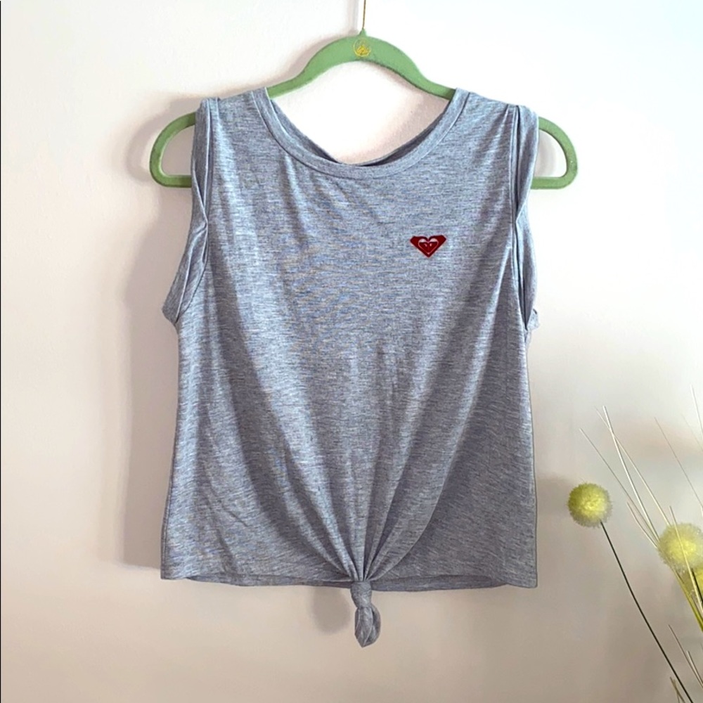 ROXY SLEEVELESS LOGO TIE-UP TSHIRT